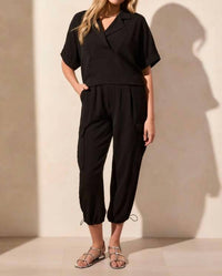 Tribal - Lapel Collar V-neck Short Sleeve Shirt