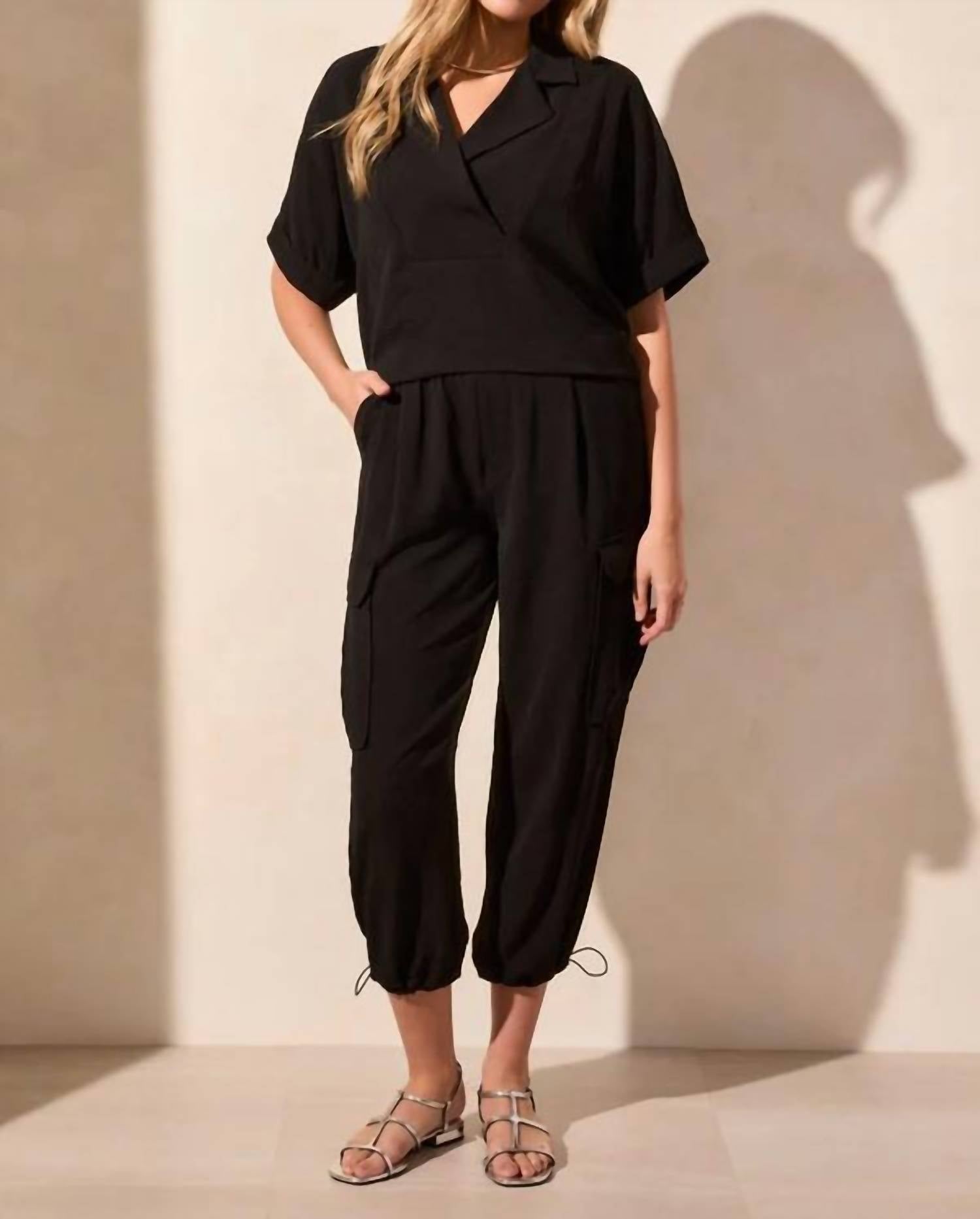 Tribal - Lapel Collar V-neck Short Sleeve Shirt