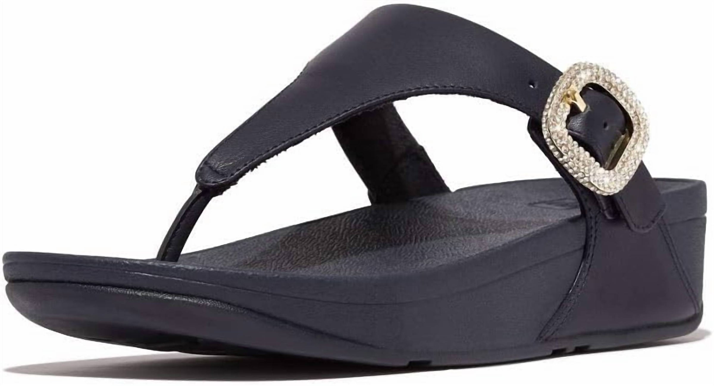 Fitflop - Women's Lulu Crystal Buckle Leather Toe Post Sandals