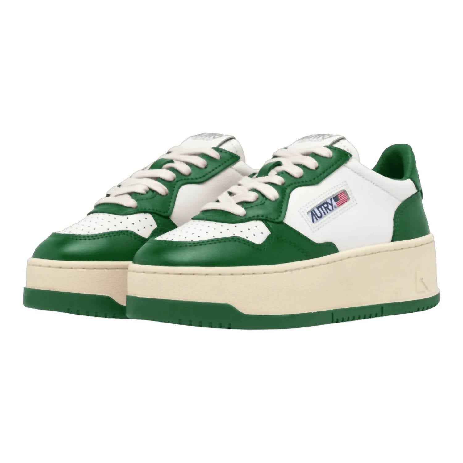 AUTRY Women’s Platform Sneakers in white green - women's sneaker
