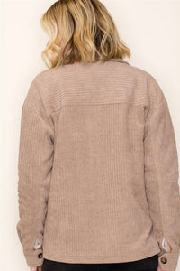 STACCATO Corduroy Fleece Lined Shacket in taupe - women's jacket - alternate view