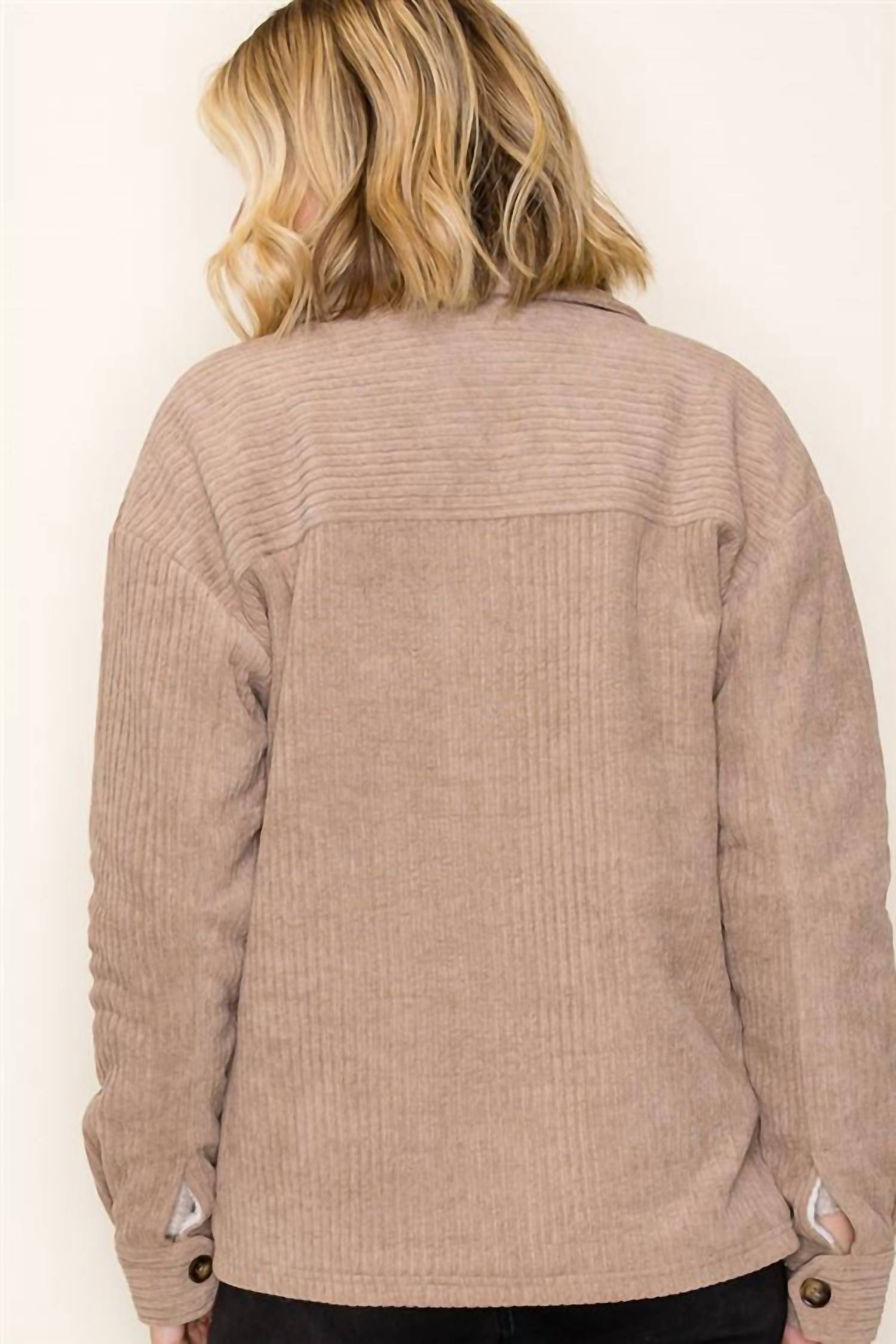 STACCATO Corduroy Fleece Lined Shacket in taupe - women's jacket - alternate view