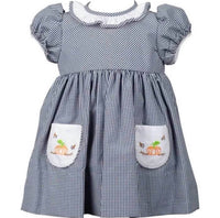 THE PROPER PEONY Girl's Paxton Pumpkin Dress in navy - kids' dress