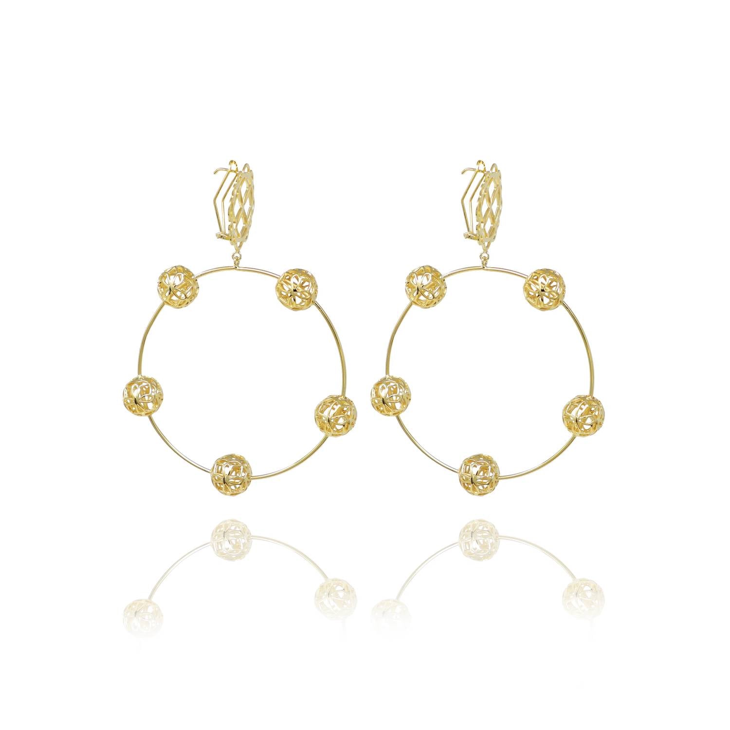 Georgina Jewelry - Women's Flower Sphere Hoops Earrings
