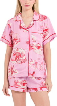 Katie Kime - Apres Ski Toile Pajama Shorts Set