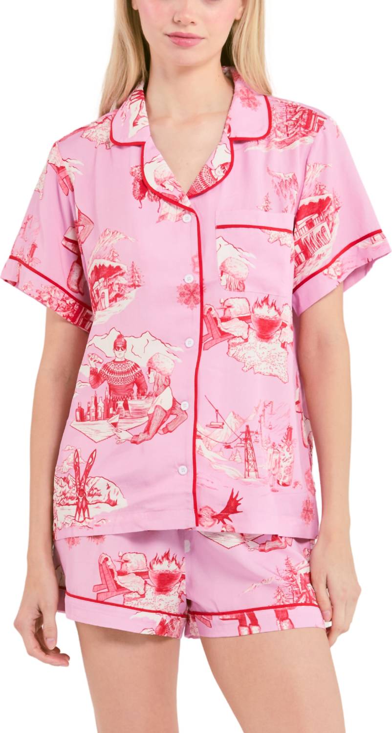 Katie Kime - Apres Ski Toile Pajama Shorts Set