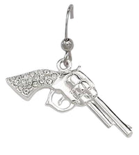 Montana Silversmiths Women's Pistols Rhinestone Handle Drop Earrings in silver - women's jewelry - detail view
