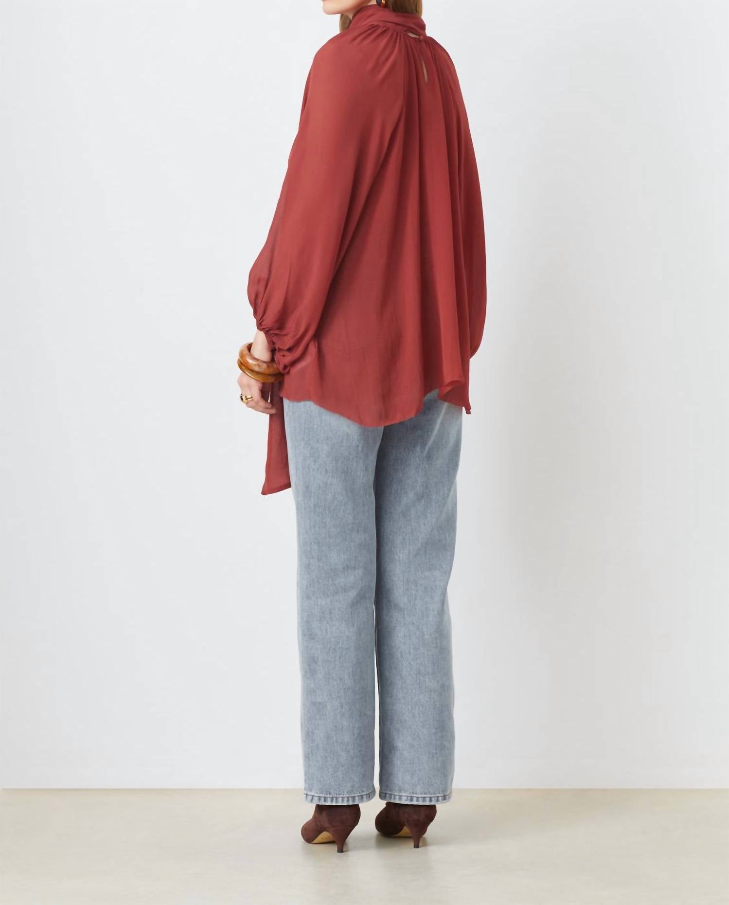 Suncoo Lincoln Muslin Blouse in terracota - women's blouse - alternate view