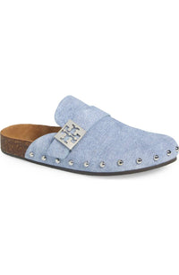 Tory Burch - Women's Denim Suede Mellow Stud Mule