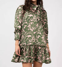 Uncle Frank Bow Neck Dress in green - women's dress