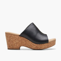 Clarks Women's Giselle Orchid Sandal in black leather - women's sandal - detail view