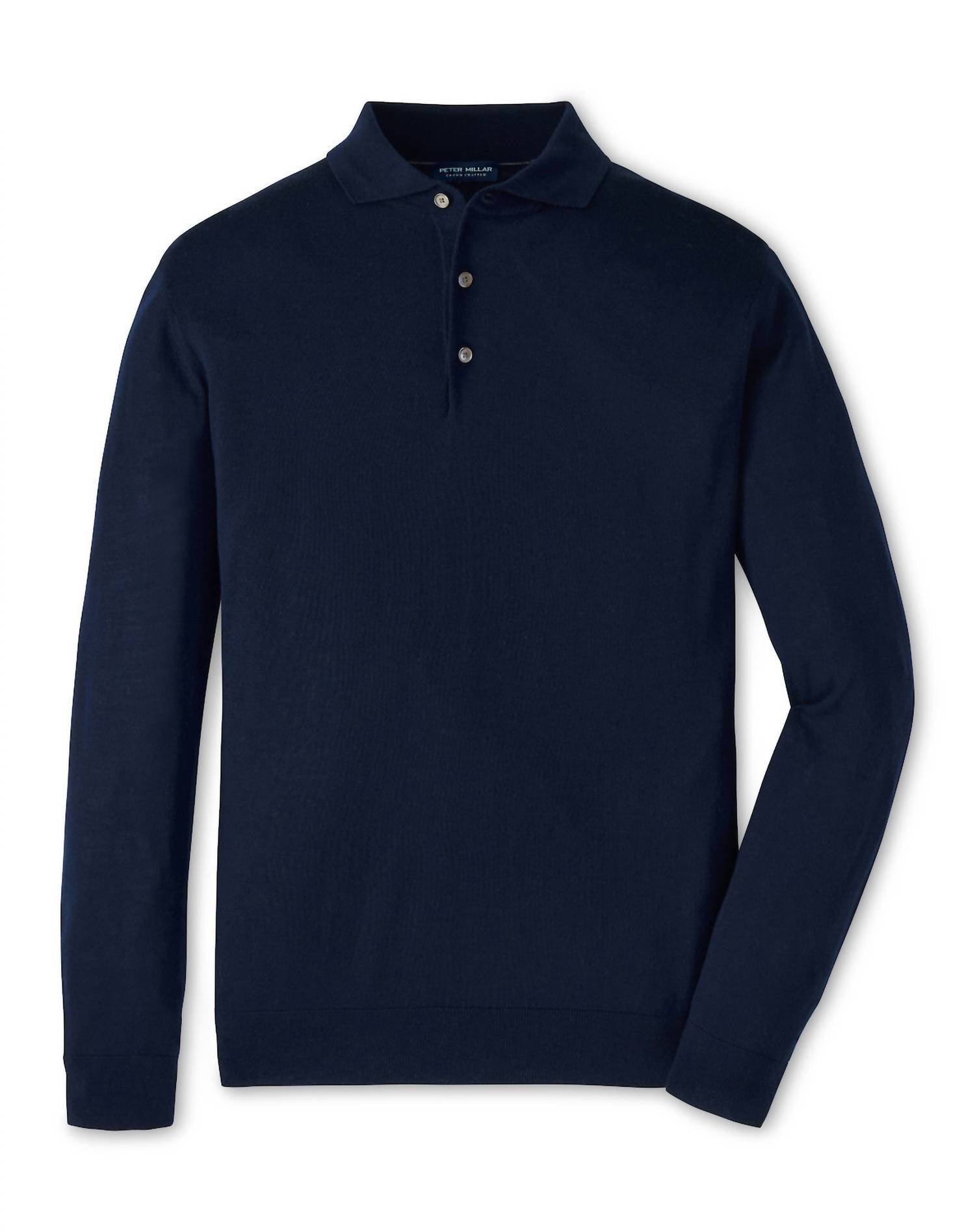 PETER MILLAR Dorset Sweater Polo in navy - men's long sleeve top - view 4