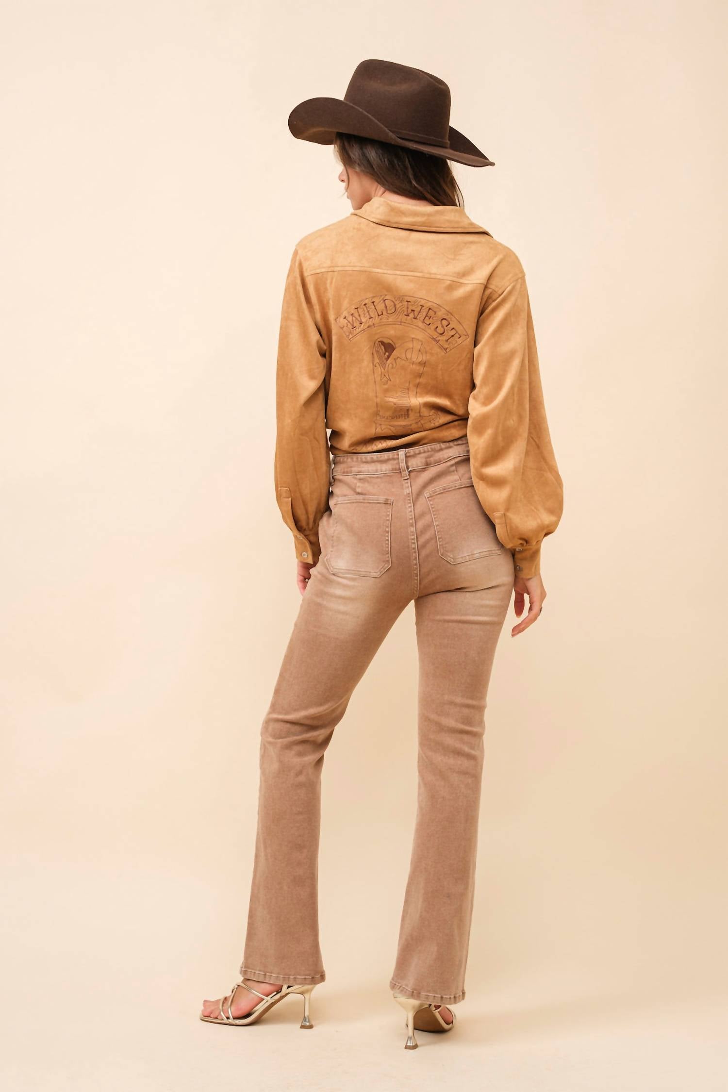 Blue B - Western Suede Tie Blouse