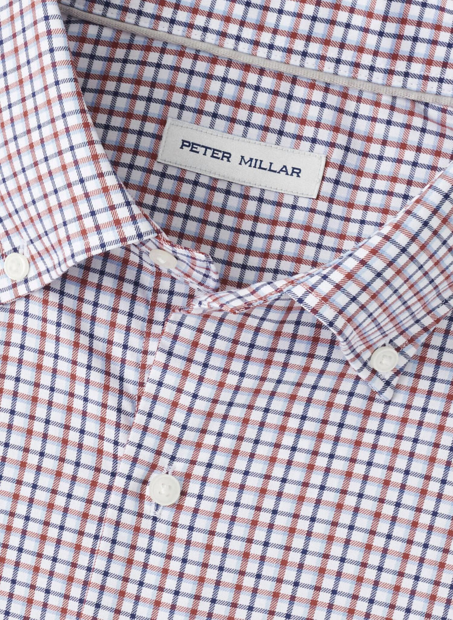 PETER MILLAR Julian Crown Lite Cotton Stretch Shirt in navy multi - men's shirt - alternate view