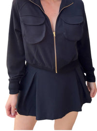 mono b Pleated Cargo Skirt in black - women's skirt