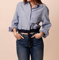 Elan - Ellie Cropped Button Down Top