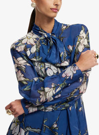 LEO LIN Lilith Tie Neck Maxi Dress in midnight - women's dress - view 4