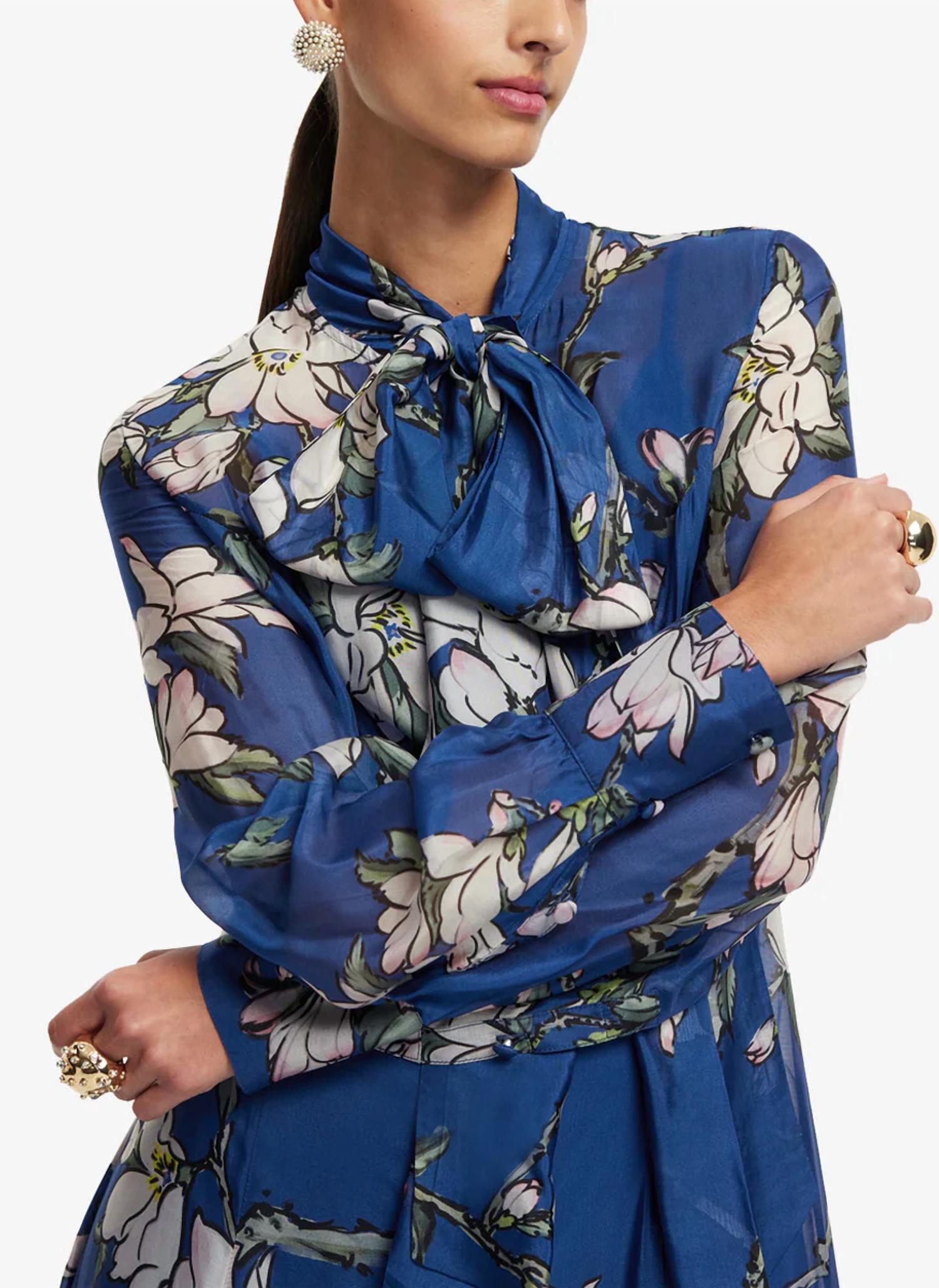 LEO LIN Lilith Tie Neck Maxi Dress in midnight - women's dress - view 4