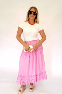Hyfve - Cotton Eyelet Tiered Maxi Skirt
