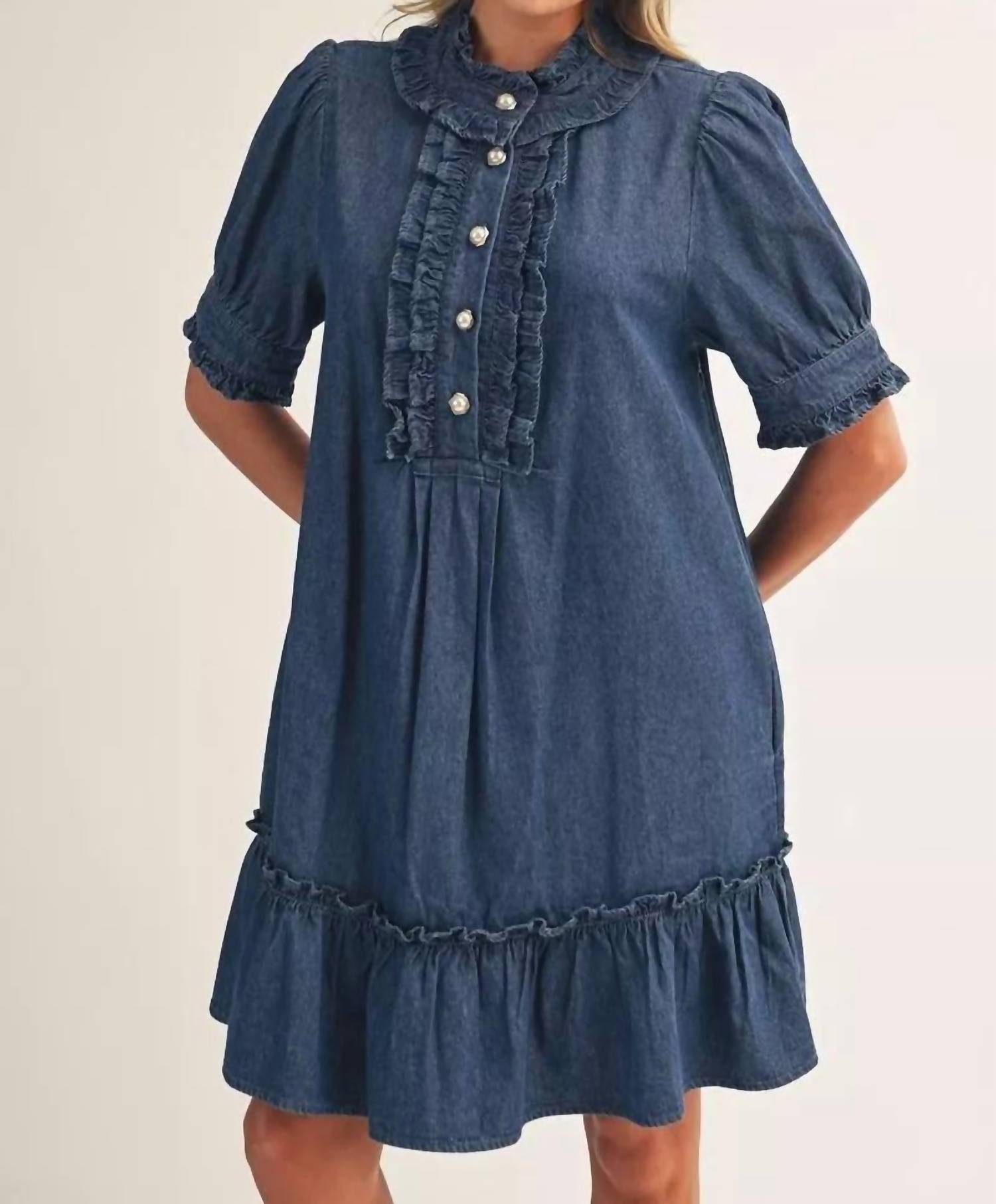 Jodifl - Ruffles And Denim Mini Dress