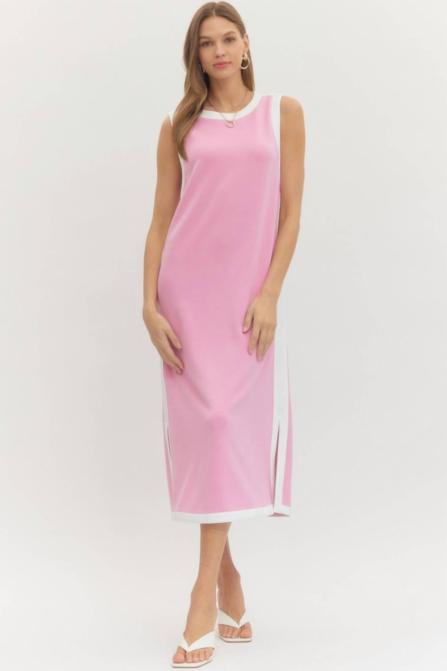 Entro - Contrast Binding Midi Dress