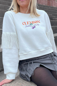 Rivalry Runway - Clemson Cherry On Top Fringe Sweatshirt Top