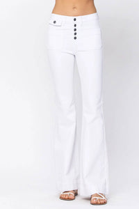 Judy Blue - High Rise Button Fly Patch Pocket Flare Jeans