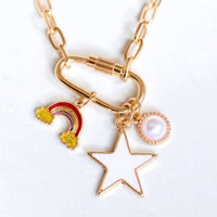 Pretty Simple Women's Rainbow Dream Charm Necklace in gold - women's jewelry - detail view