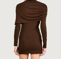 line and dot Lior Draped Mini Dress in brown 1 - women's dress - alternate view