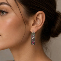 Gold & Honey - Women's Medium Oval Confetti Hoop Earrings