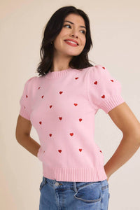 Sunday Edition - Heart Embroidered Sweater Top