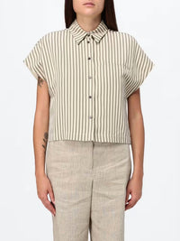 Alysi - Striped Cropped Button Up
