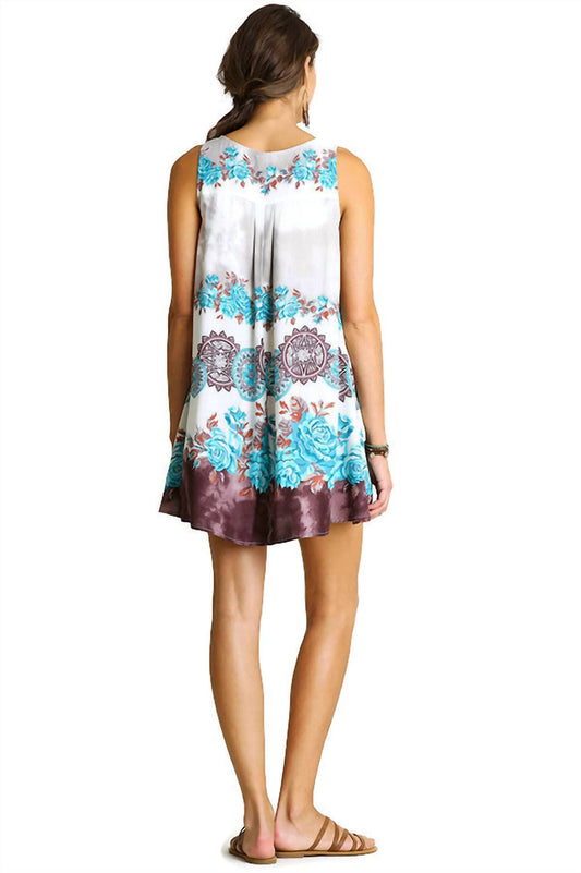 Umgee - Floral Crossed Neck Sleeveless Dress