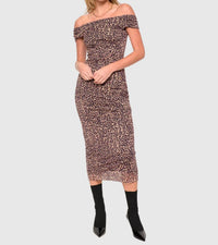 Larissa Loden - Animal Print Off The Shoulder Dress