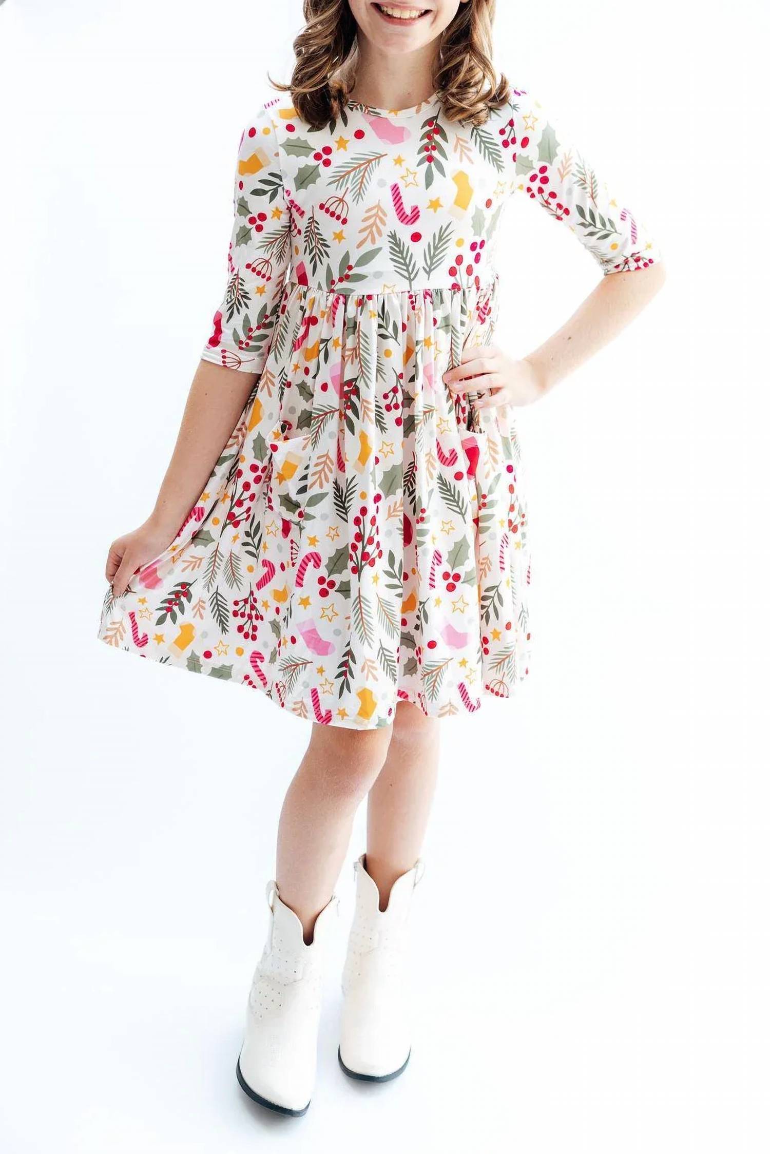 Mila & Rose - Three Quarter Sleeve Pocket Twirl Dress