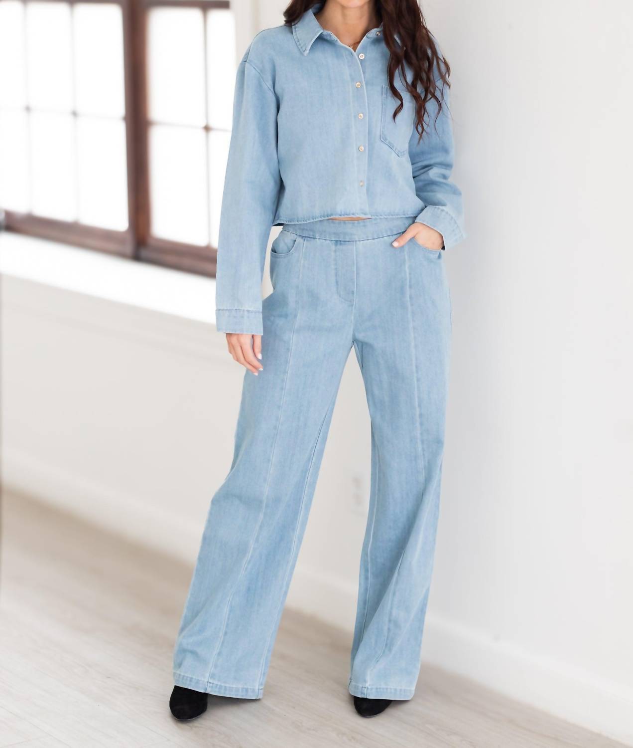 English Factory - Cropped Denim Shirt