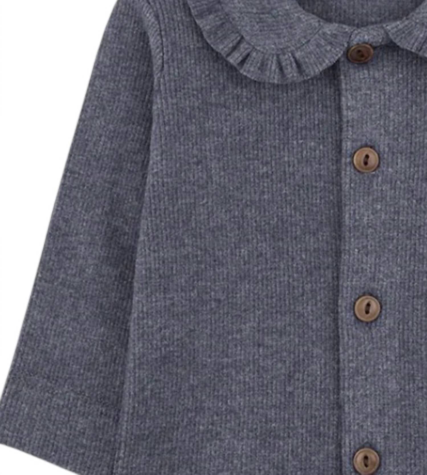 One More In the Family Girl's Gisela Collar Blouse in the family girl s gisela collar blouse in blue - kids' blouse - detail view