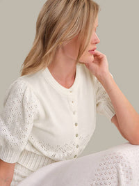 525 America - Odette Cropped Puff-sleeve Cardigan