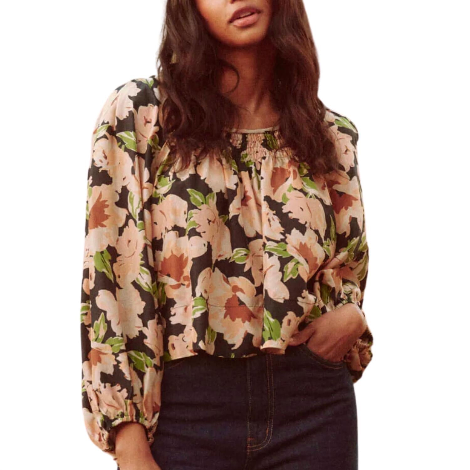 THE GREAT. Women's The Magpie Top in victorian rose print - women's blouse