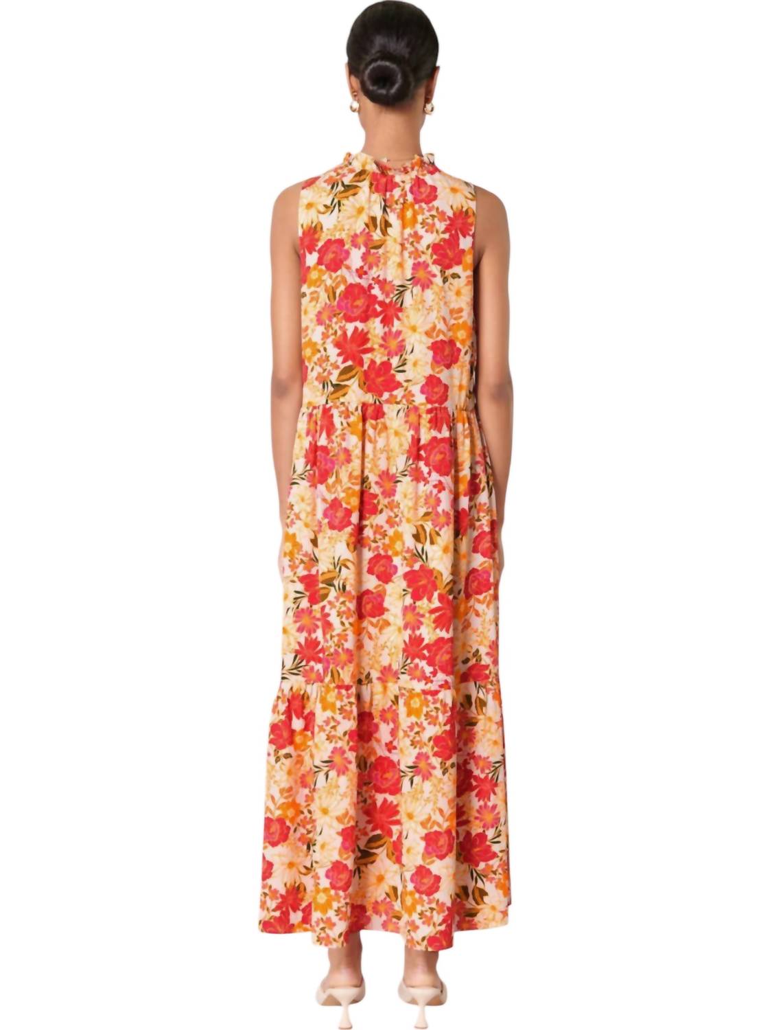 Sugarlips - Didion Floral Split Neck Tiered Maxi Dress