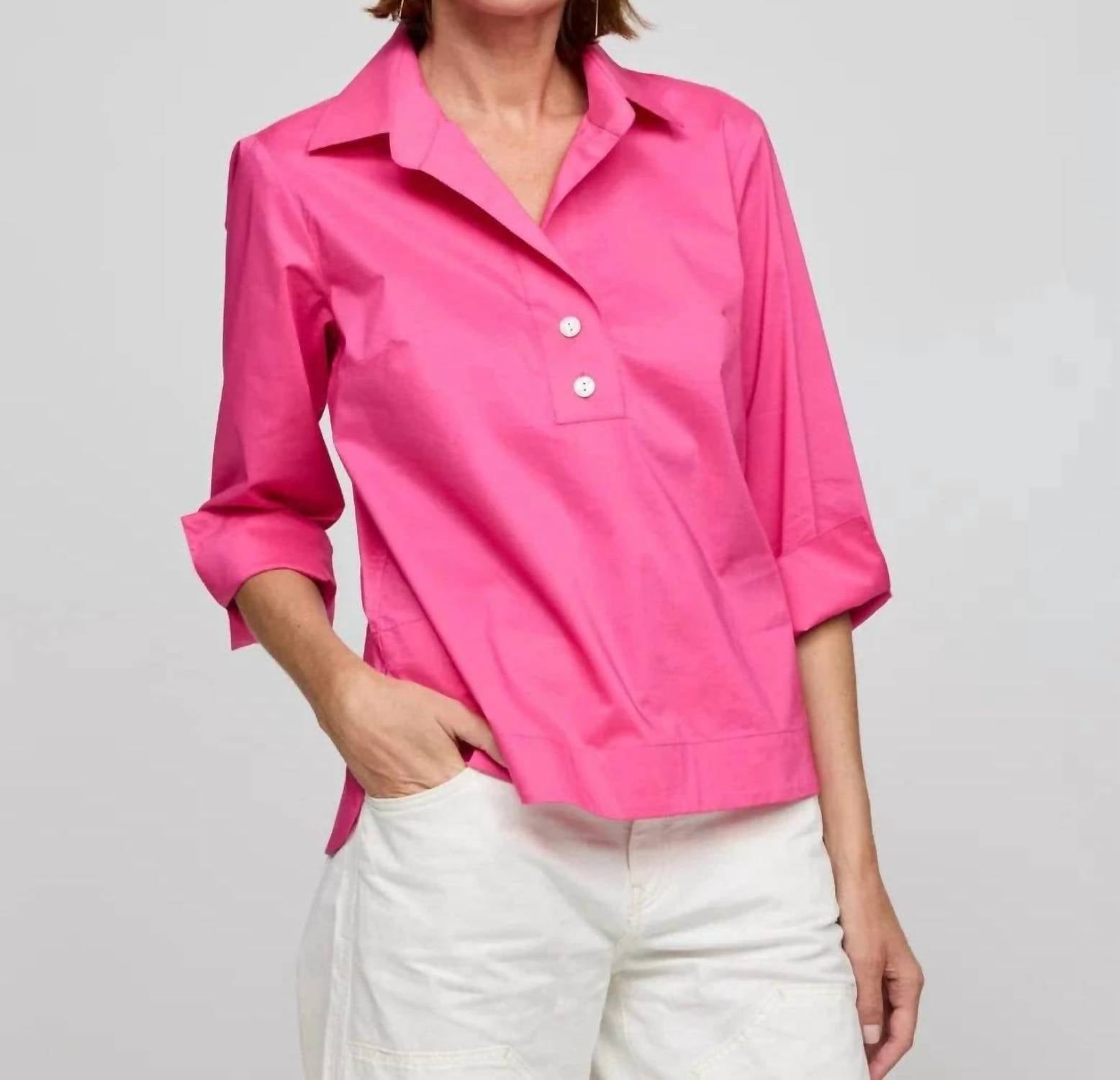 Hinson Wu - Aileen 3/4 Sleeve Button Back Top
