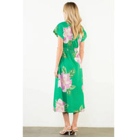 Thml - Floral V-neck Belt Midi Dress