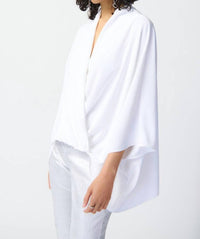 Joseph Ribkoff Weslyn Woven Dolman Sleeve Wrap Top in vanilla - women's blouse