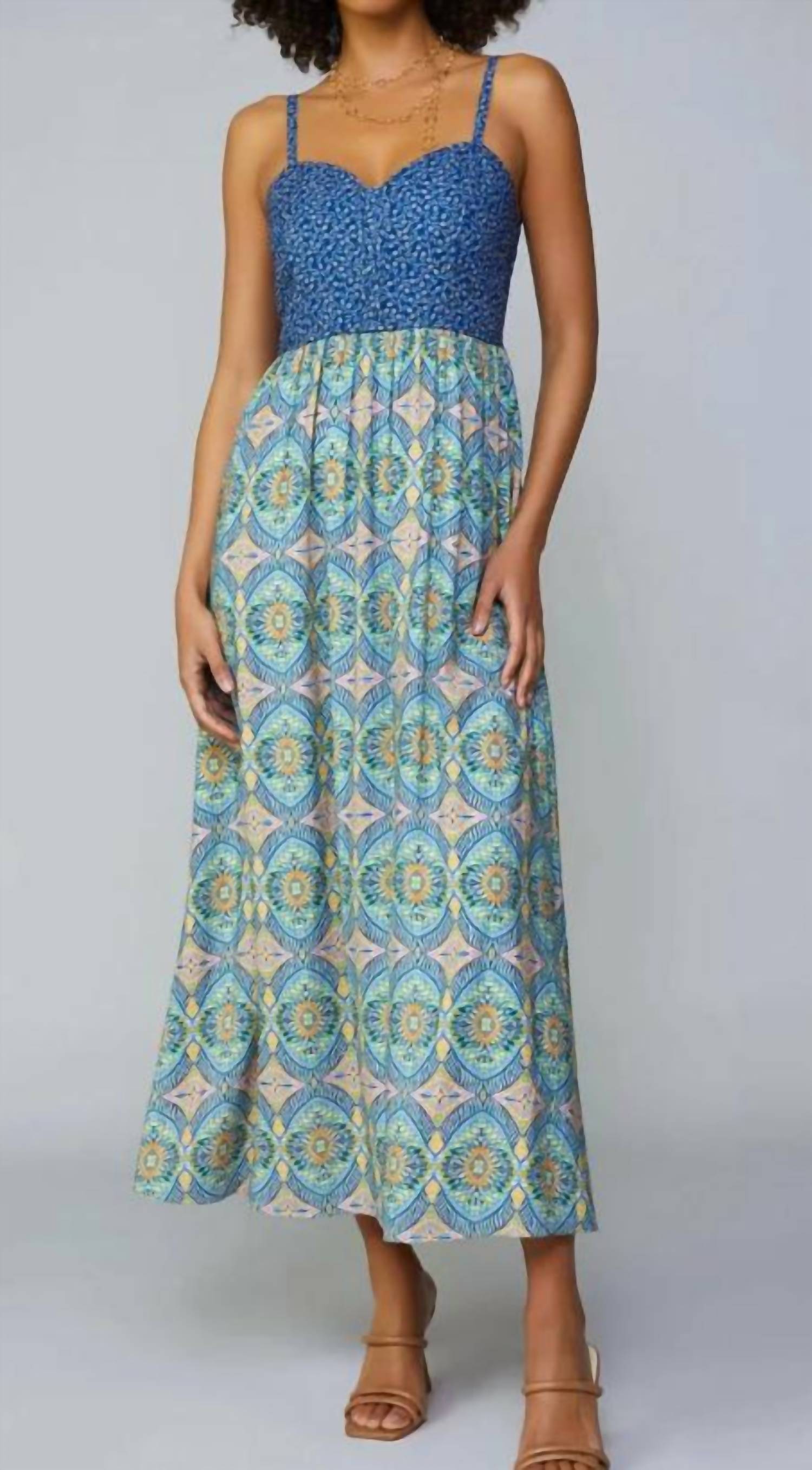 Current Air - Contrast Quilted Maxi Dress