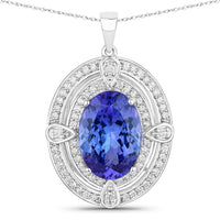Diana M Jewels Women's Oval Natural Tanzanite Pendant Necklace (5.91 Ct) - Elegant in 14k white gold - women's jewelry