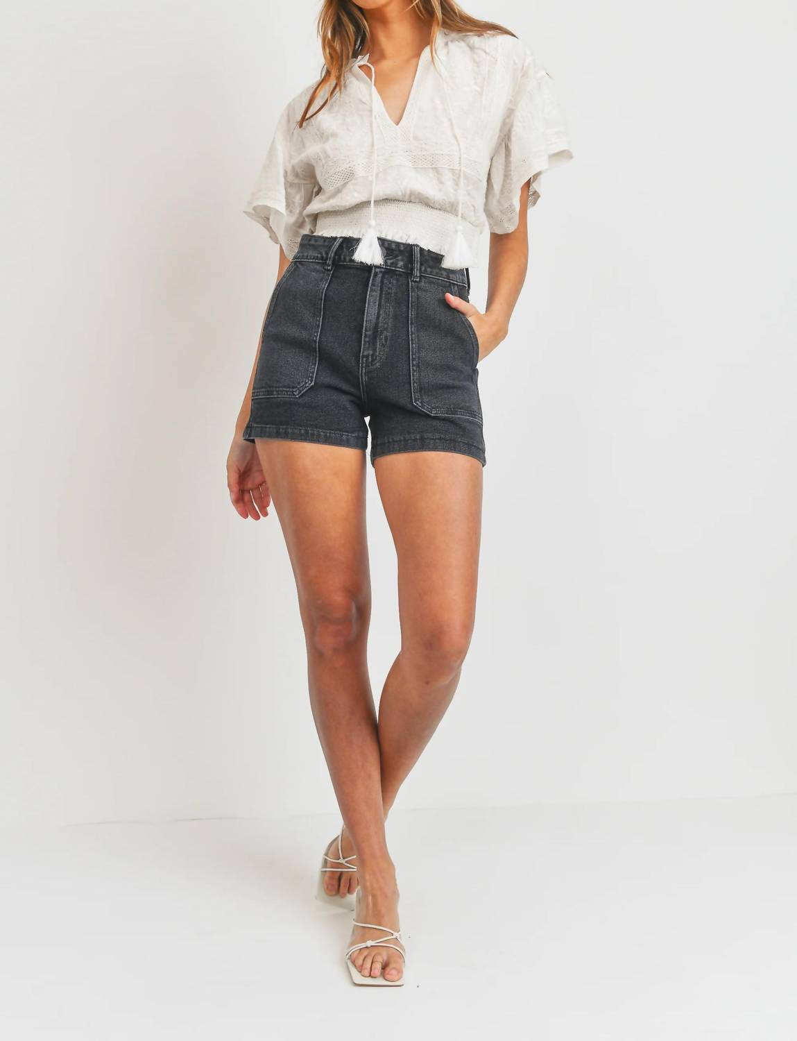 HIGH RISE UTILITY CARGO SHORTS