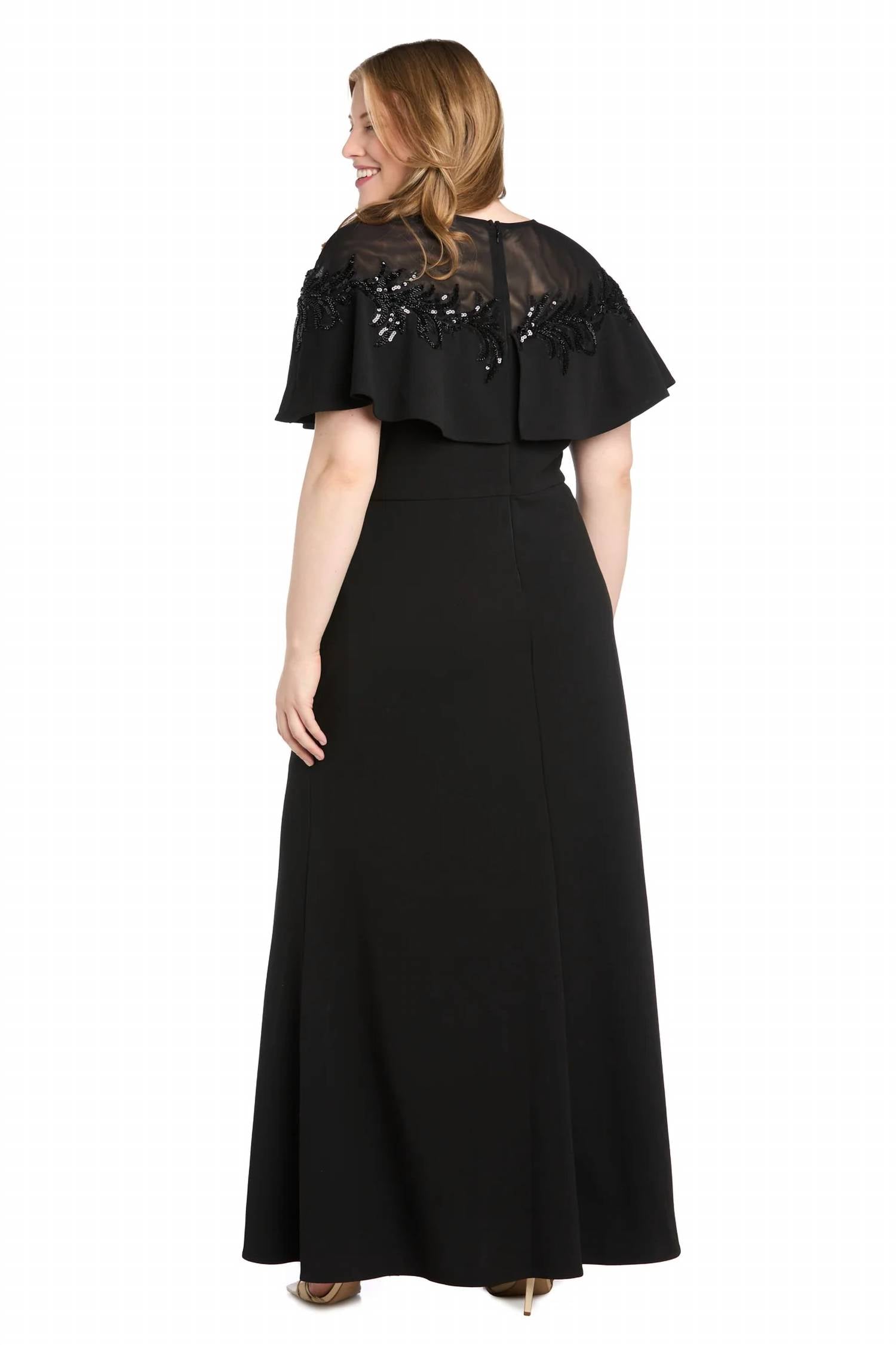 R&M Richards - Long Stretch Scuba With Illusion Neckline Evening Dress