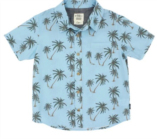 Boys' Wavy Palm Button Down