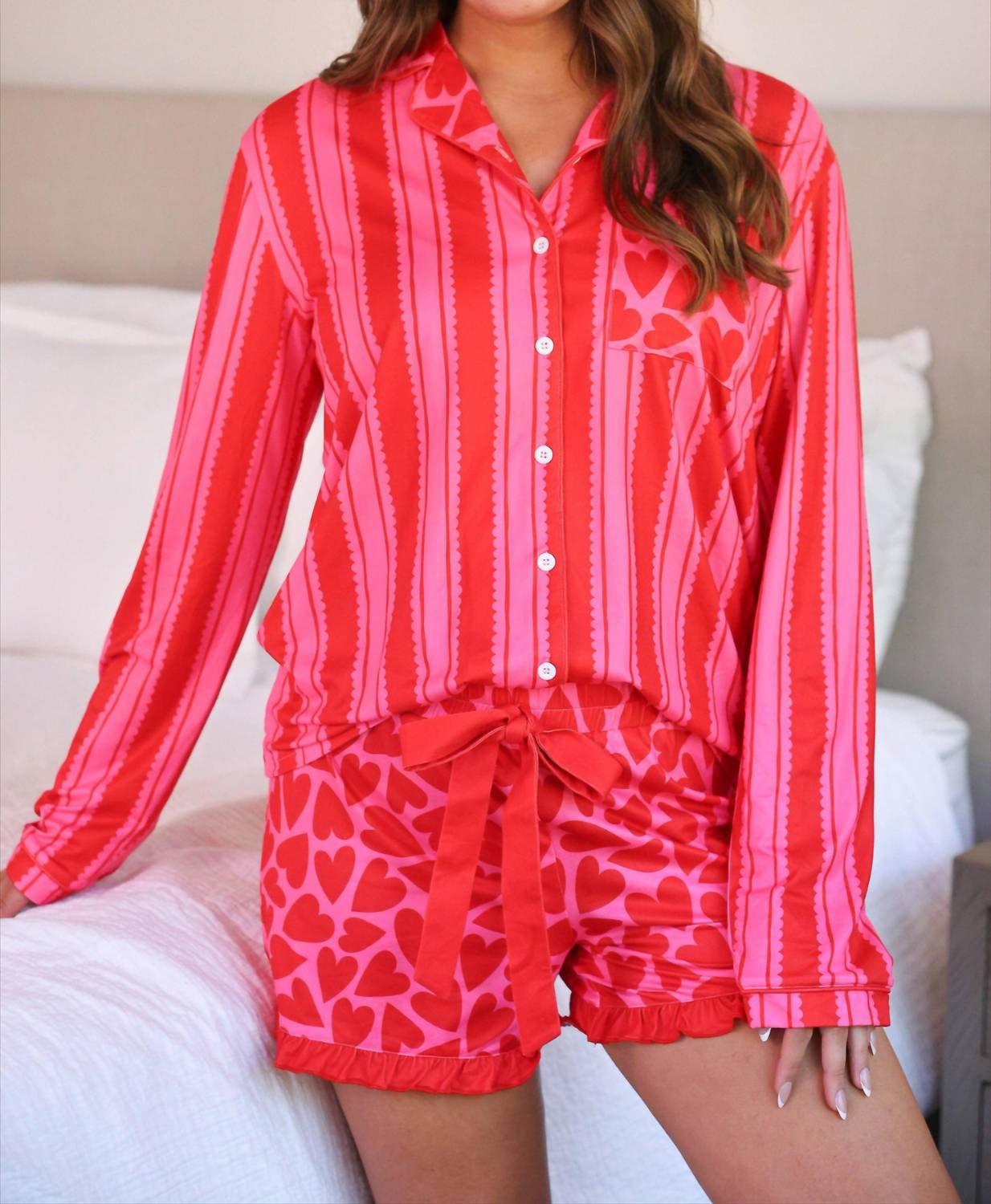 Jess Lea - Heartfelt Stripes Ruffle Pajama Set