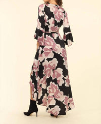 Romano Wrap Maxi Dress With Bell Sleeve